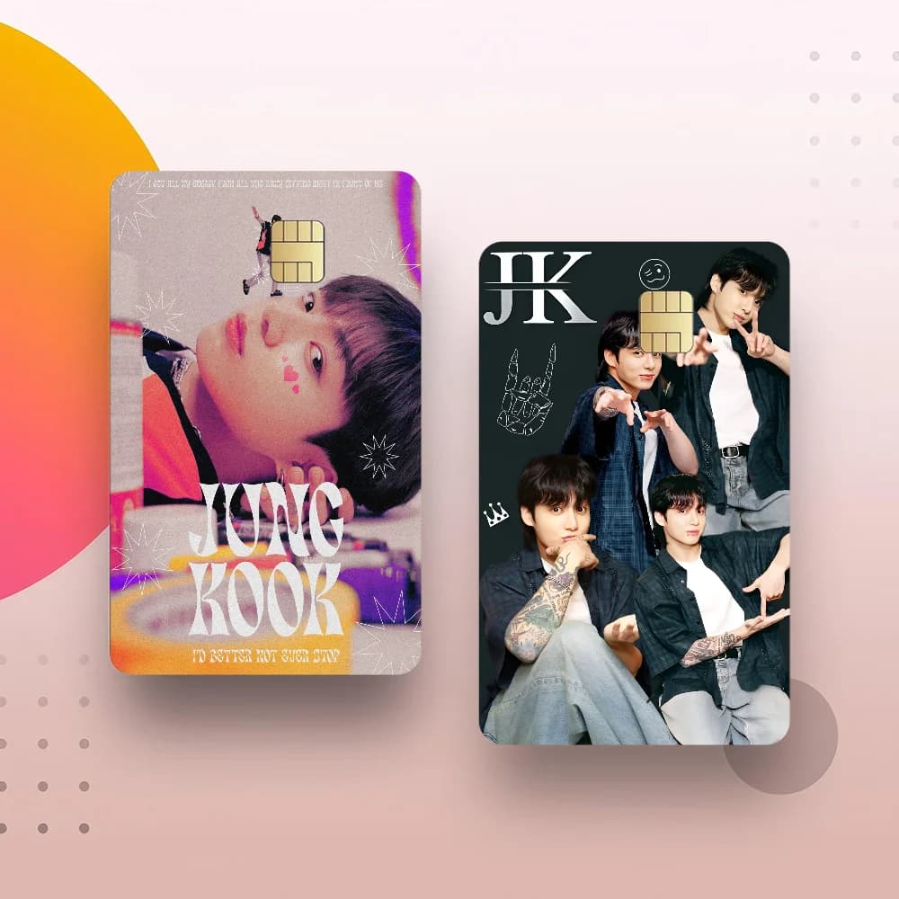 Jung Kook Poster KPOP Gioco Anime Pellicola adesiva Custodia in pelle per piccola grande senza chip Carta di credito di debito lato anteriore