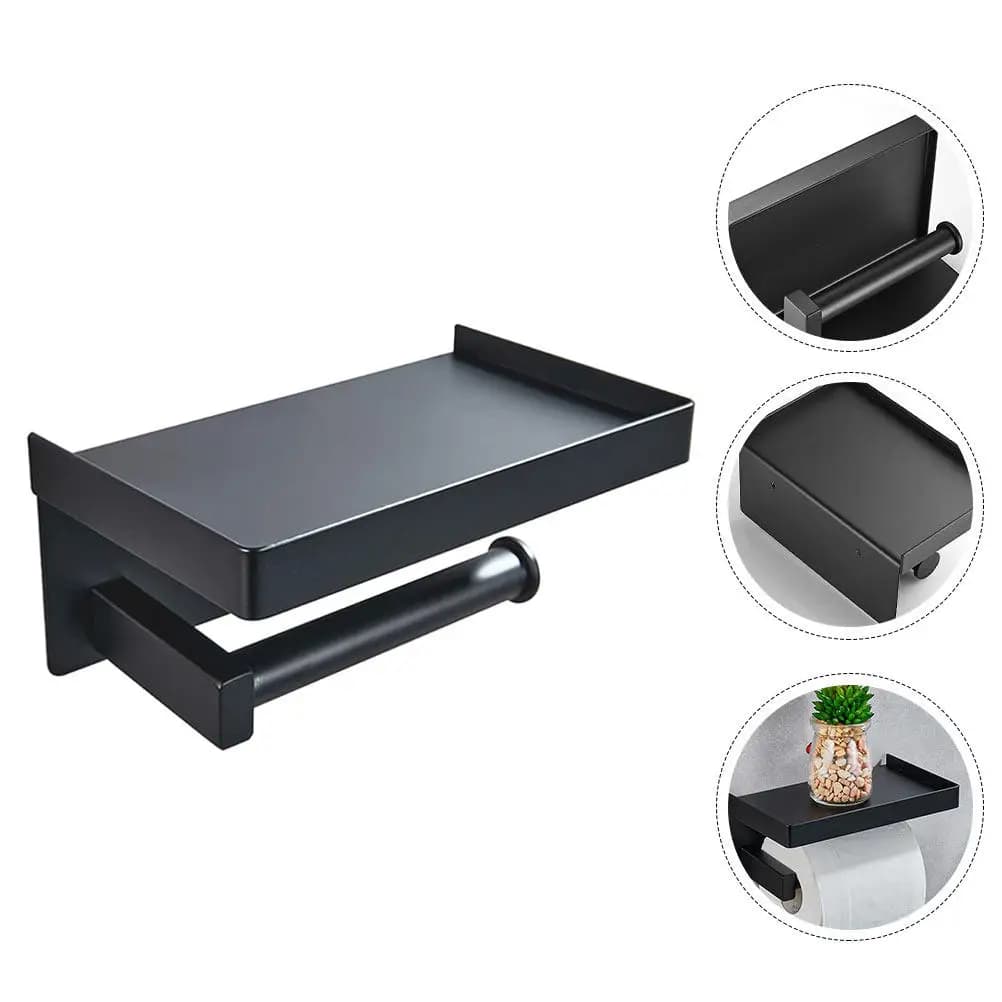 Set Multifunzionale da Parete per Rotolo di Carta Igienica, Porta Carta Igienica Salvaspazio ed Elegante per Bagno, Cucina e Soggiorno