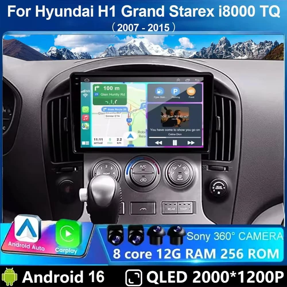 Autoradio Android 15 per Hyundai H1 Grand Starex i8000 TQ 2007-2015 5G con CarPlay, Lettore Multimediale, Navigazione GPS 360