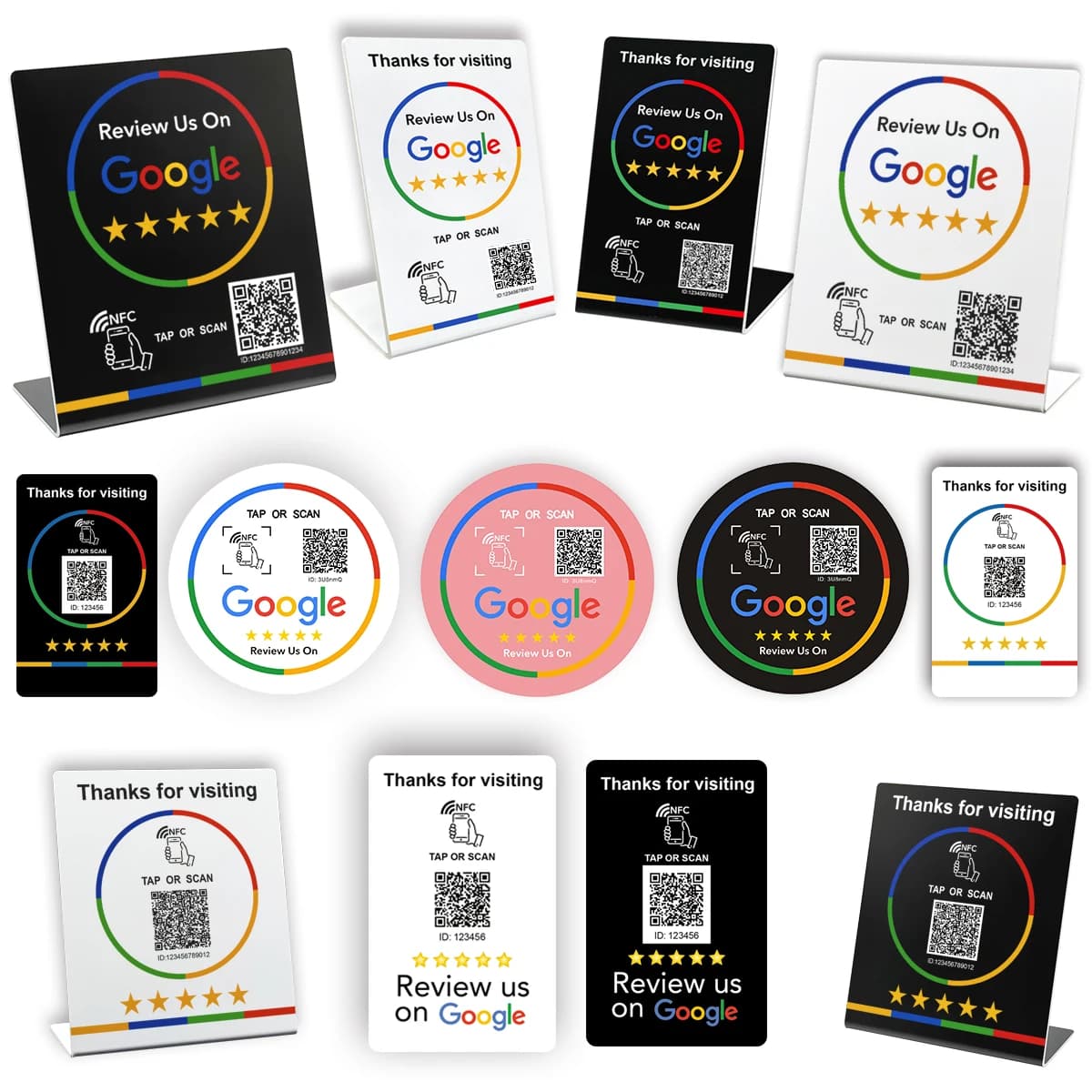 Supporto NFC 215 Codice QR programmabile TAP Revisione Google Adesivi acrilici Scheda Stazione NFC Tabella 13,56 Mhz Scheda di revisione NFC impermeabile