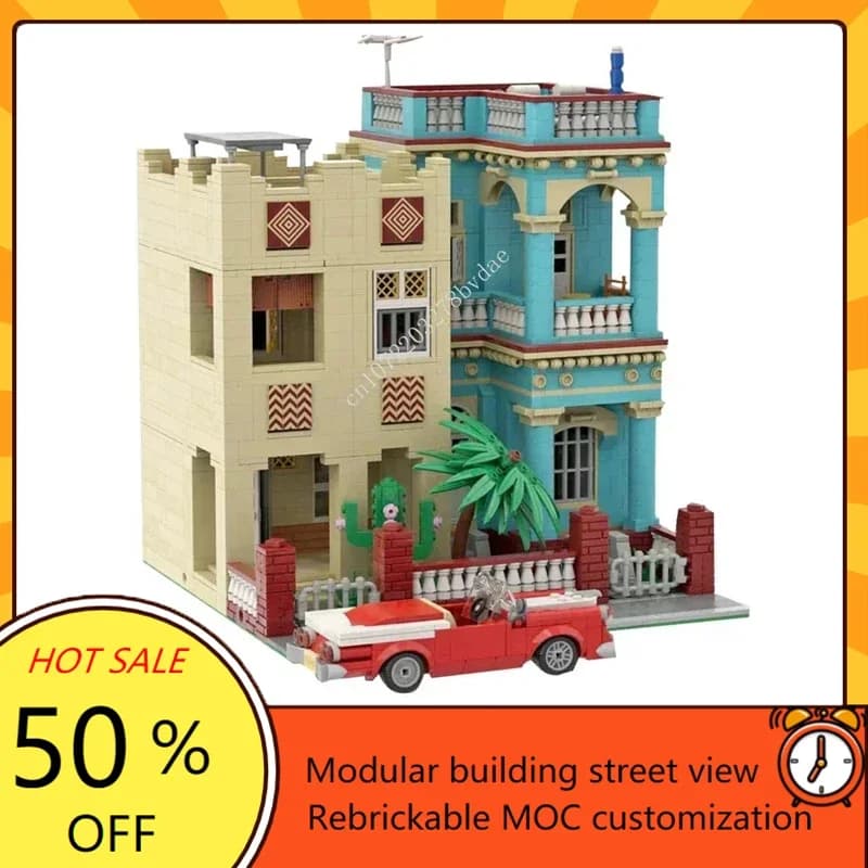 2906PCS MOC Modulare Havana House Street View Modello Puzzle personalizzato Tecnologia Assemblaggio creativo fai da te Giocattoli di compleanno Regali di festa