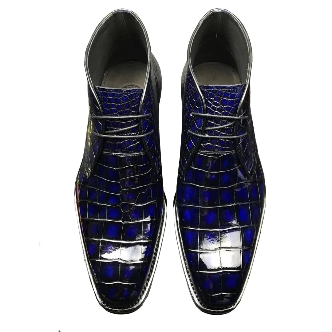 yingshang nuovi uomini di arrivo stivali di coccodrillo scarpe maschili blu pennello colore scarpe da sposa invernali sposo