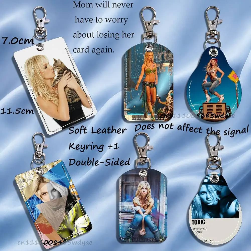 Portacarte in Pelle Toxic B Pop Britney Spears con Portachiavi e Anello Portachiavi per Carte di Trasporto