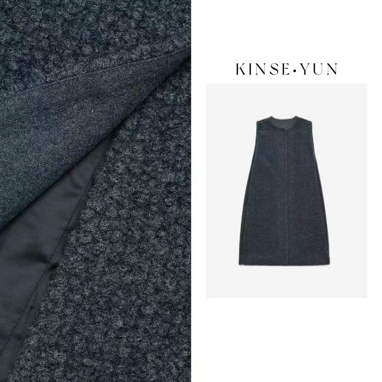 Minimalist Grey Woolen Coat Jacket Camel Hair Shape Women's Vest Outerwear QD10666 Thick Winter Commute Style
