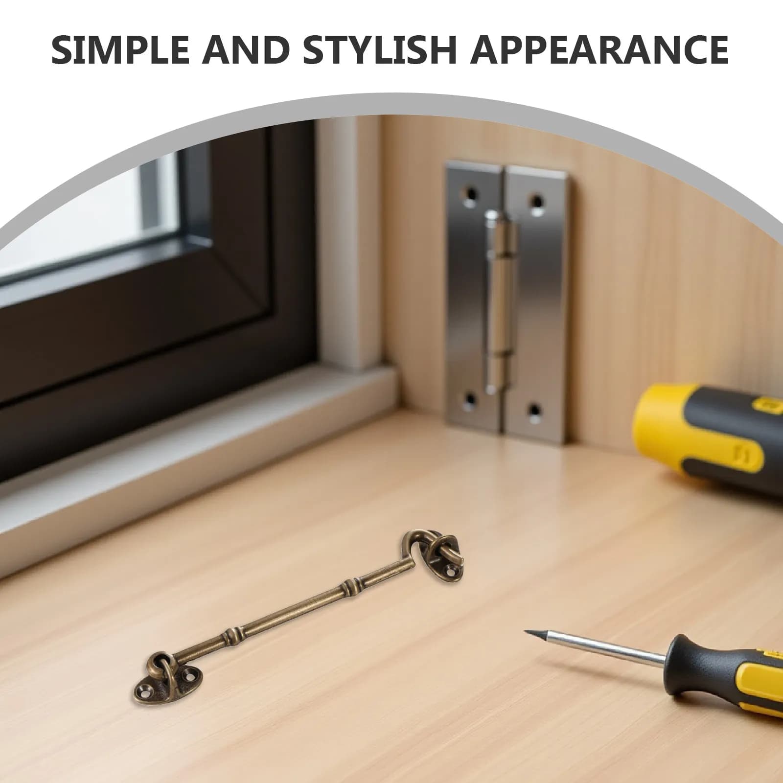 2 Pezzi Chiusura a Gancio e Occhiello in Ottone per Porte, Cancelli, Finestre e Cabine, con Funzione di Blocco Privacy e Antirumore Vento