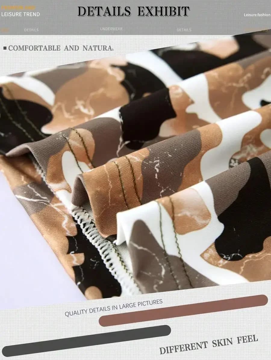 5pcs Camouflage Print Stretch Boxer Briefs For Men Sports Cycling Loose Underwear