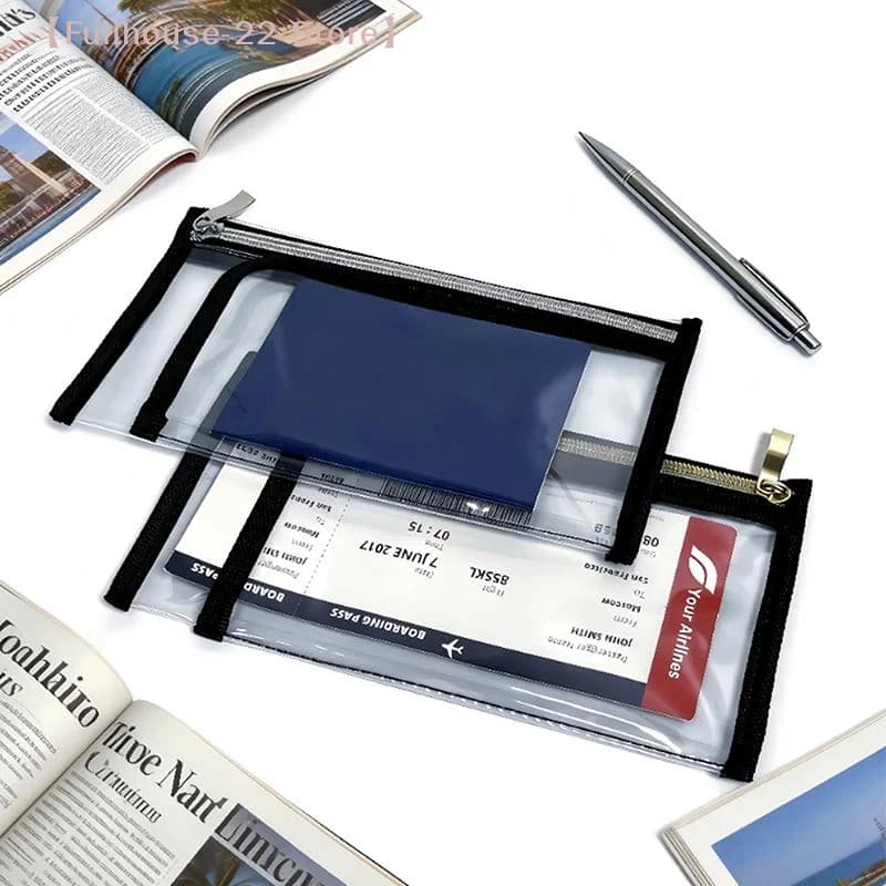 【MAX-22】1 borsa per cosmetici in PVC, porta passaporto trasparente impermeabile, borsa portatile per documenti da viaggio