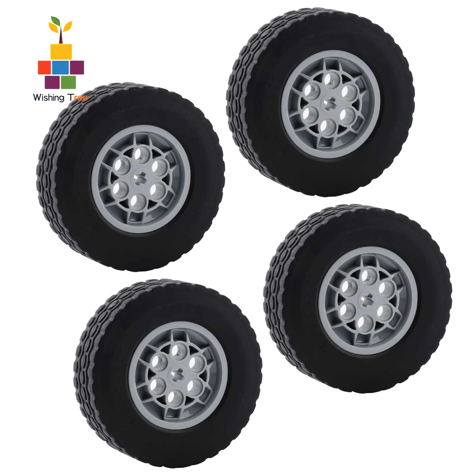 Telaio per Auto in Blocchi da Costruzione Neri con Pneumatici 62.4x20mm per Modelli di Veicoli Motorizzati e Progetti Fai-da-Te