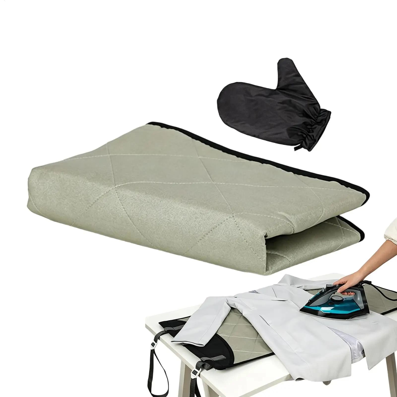 Steamer Pad Heat-Resistant Double Panels Vertical Foldable Over Door Clothes Steamer mat for Home Apartment Dormitory Travel