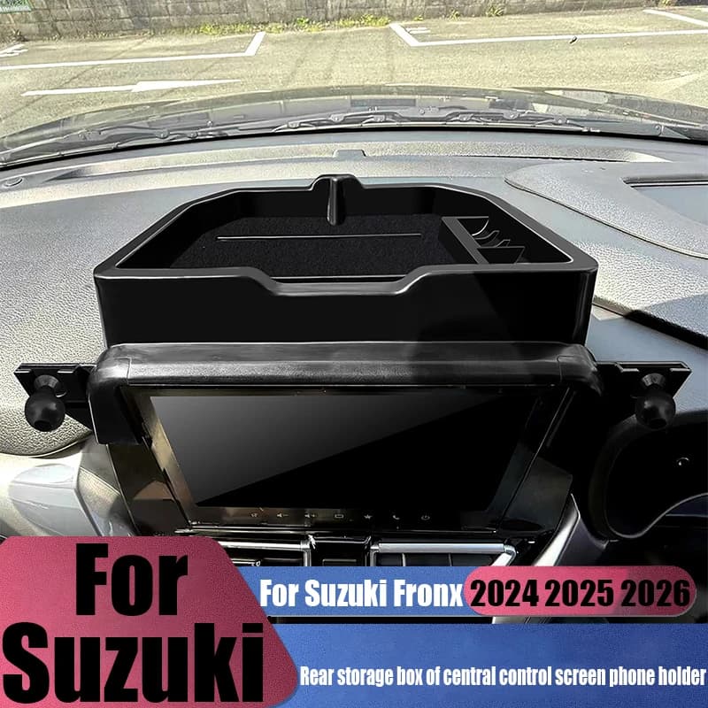 Cell phone holder box to install behind the central control screen, auto editing accessory for Suzuki Fronx 2024 2025 2026
