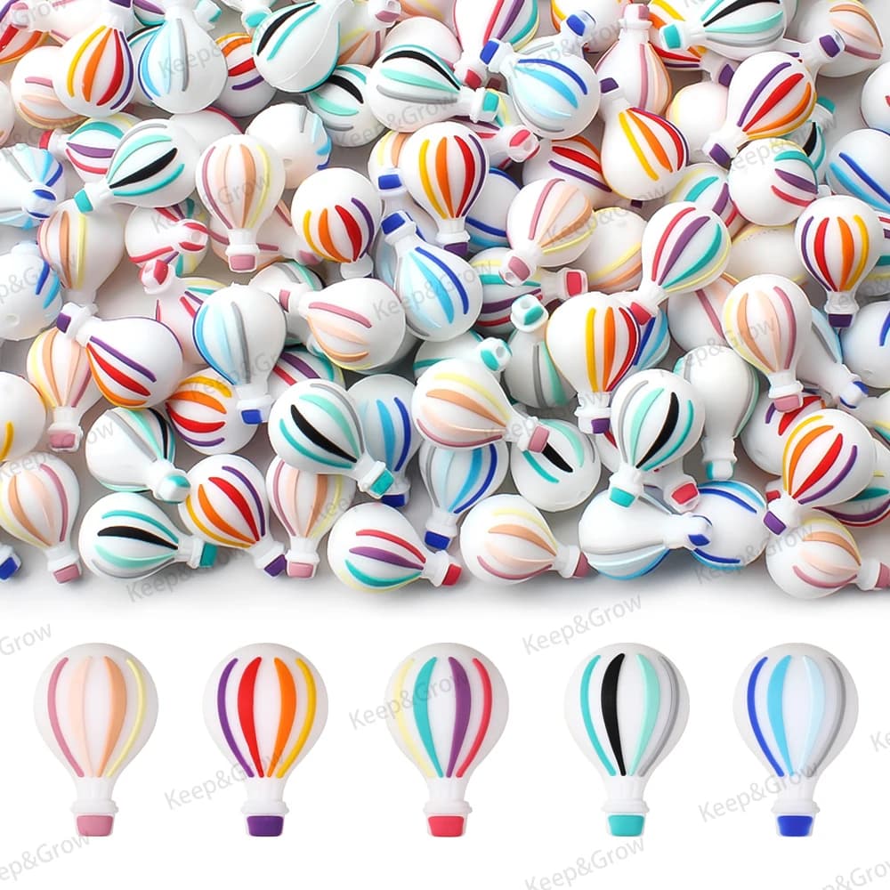 5/20/50Pcs 3D Silicone Beads Hot Air Balloon Focal Beads for Pen Making Jewelry DIY Keychain Kit Necklace Accessory Decor