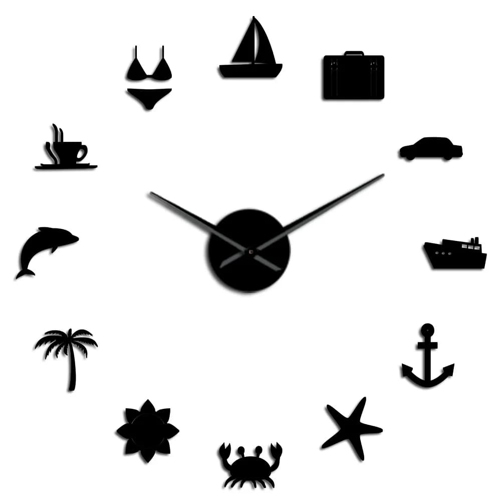 DIY Big Wall Clock, Travel Fashion, Home Decorations, Adjustable Size, Large Frameless Clock, Hawaii Trip, Summer Vacation
