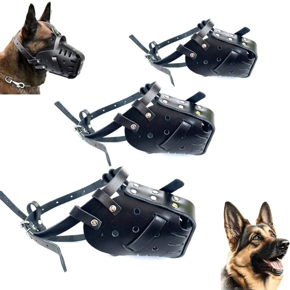 Leather Dog Muzzle Soft Adjustable Design Anti Bite Dog Mouth Cage Secure Strap Comfort Fit Pet Dog Basket Behavior Control