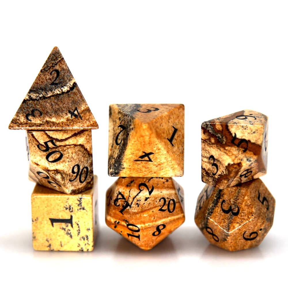 Customizable Light Brown D20 Dice Set Natural African Jade Wooden Texture Pattern Tabletop RPG Games For DND Polyhedral Shape