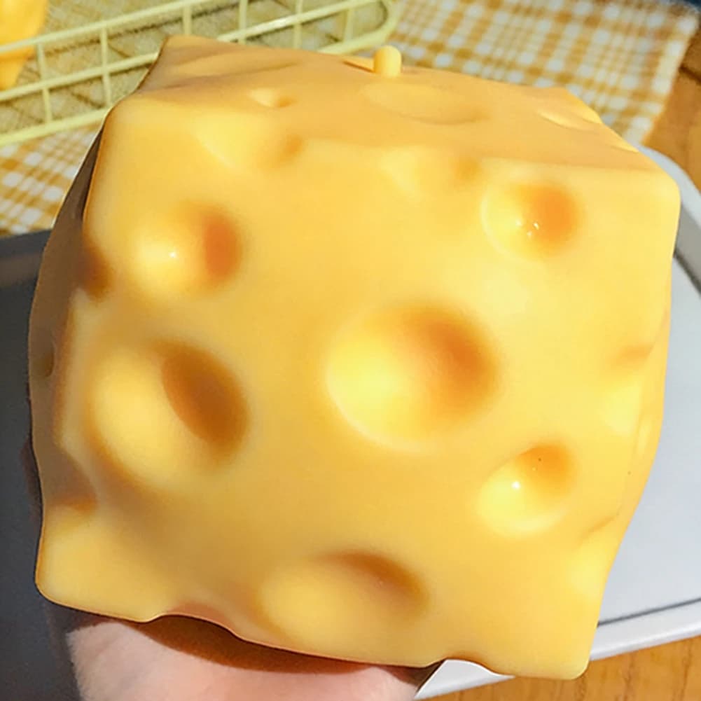 Palla antistress cubo di formaggio Palla modellabile da spremere grande formaggio Non rimbalzare Giocattolo morbido da spremere per dessert Giocattolo antistress per bambini
