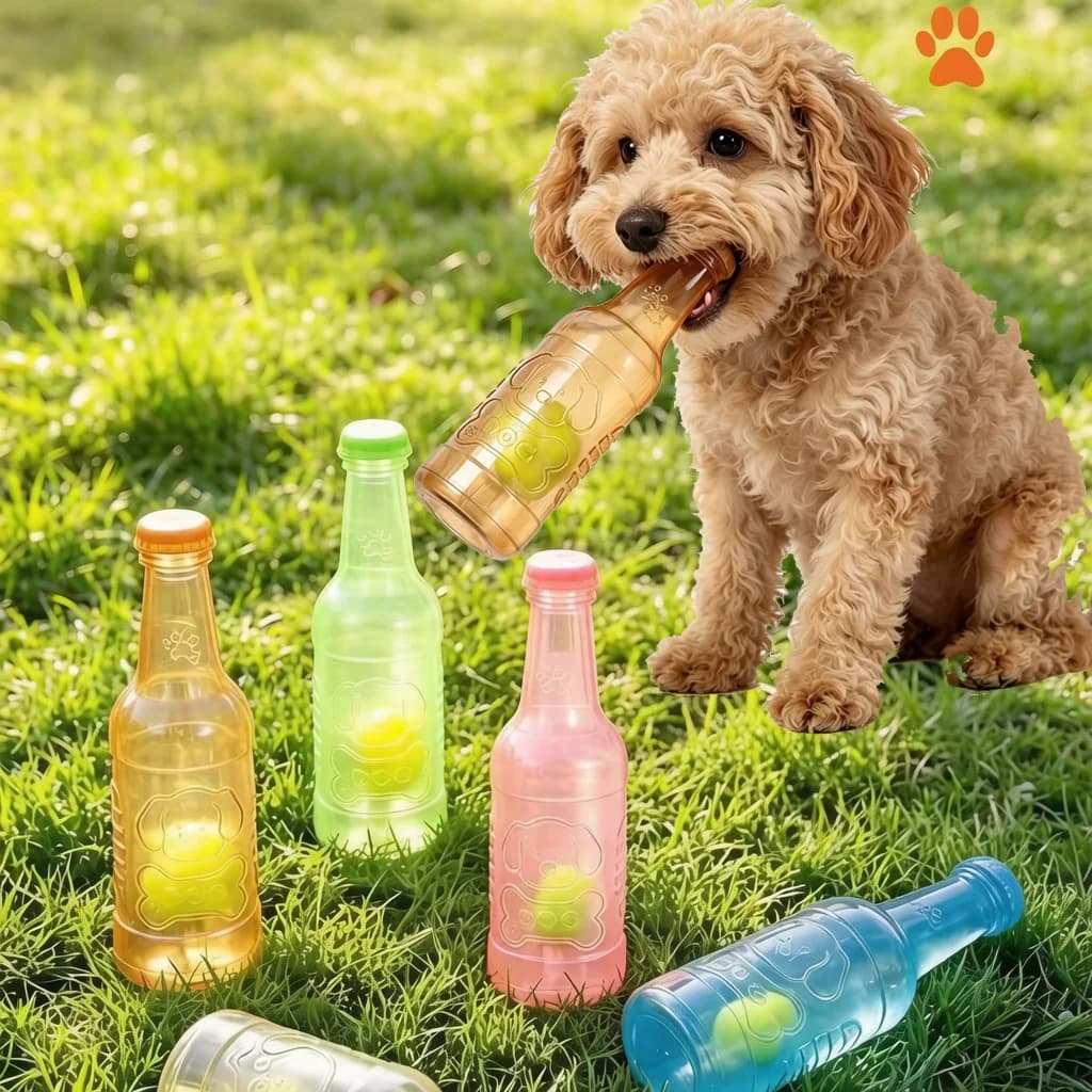 Pet Chew Toy TPR Bite Resistance Beer Bottle with Tennis Ball Toy Puppy Teeth Grinding Dog Cat Chewing Squeaky Interactive Toys