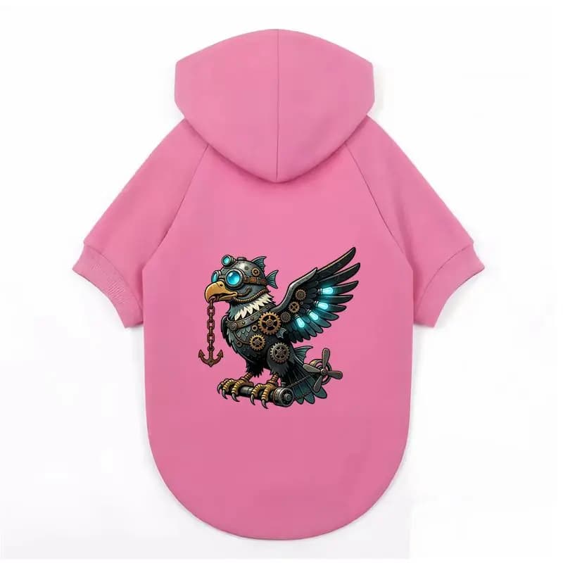 Pet Hoodie | Steampunk Mechanical Eagle Print | Dog Spring Autumn Wear | Comfy Breathable