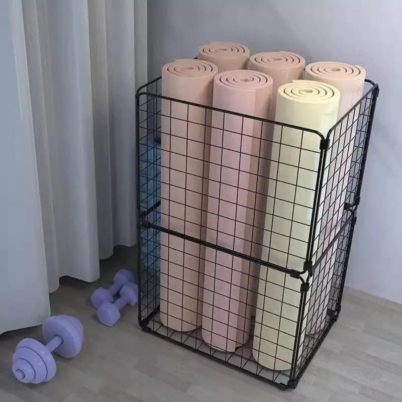 Large storage basket for yoga mats, gym equipment, foam roll organizer, home storage solution, sports accessories
