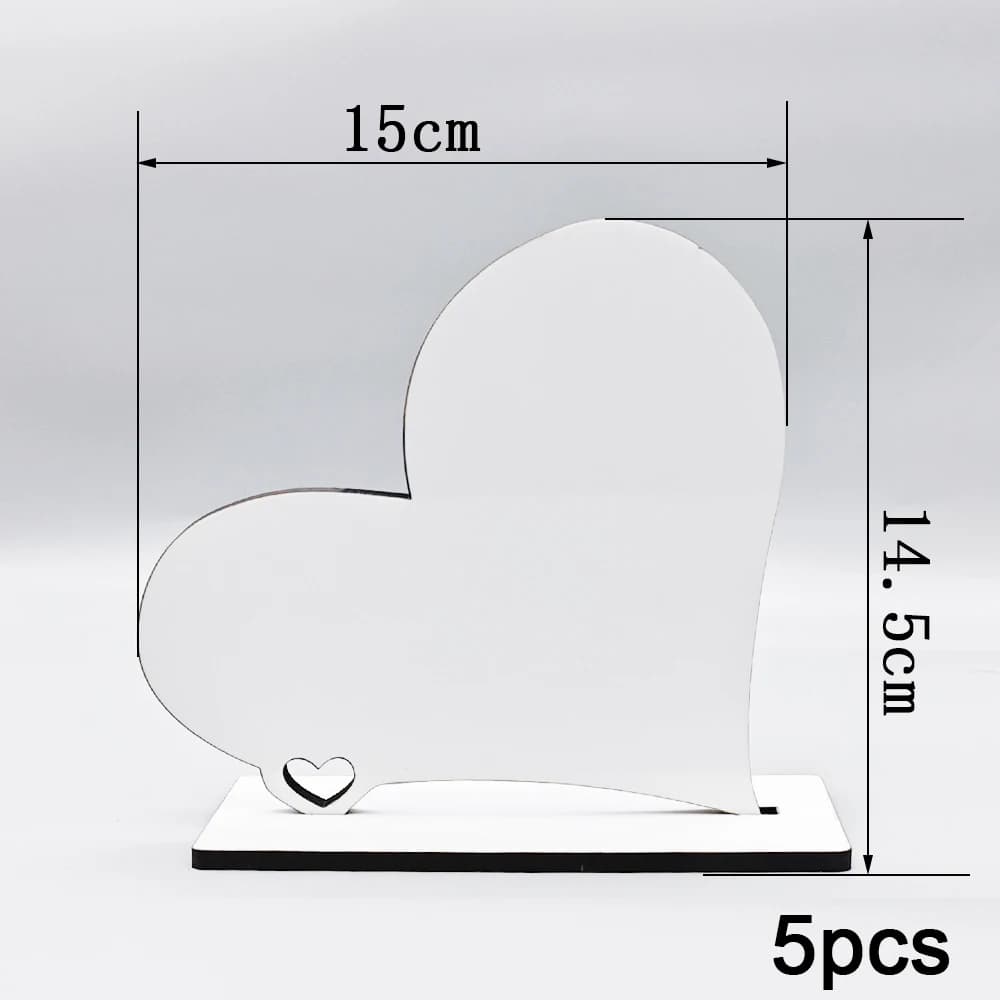 5 sets Sublimation Blank Picture Frame Wood Heart Shape Photos for DIY Picture Prints Desk Table Top Office Home Decor Disply