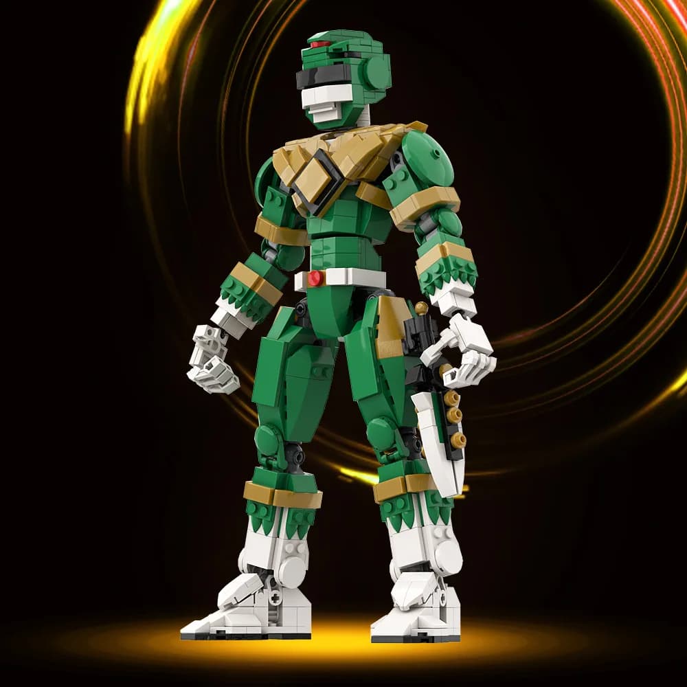 MOC Esoscheletro Mecha Ranger Robot Modello di assemblaggio Puzzle Giocattolo per bambini Regalo di compleanno Serie di film Green Power Rangersed Building Block
