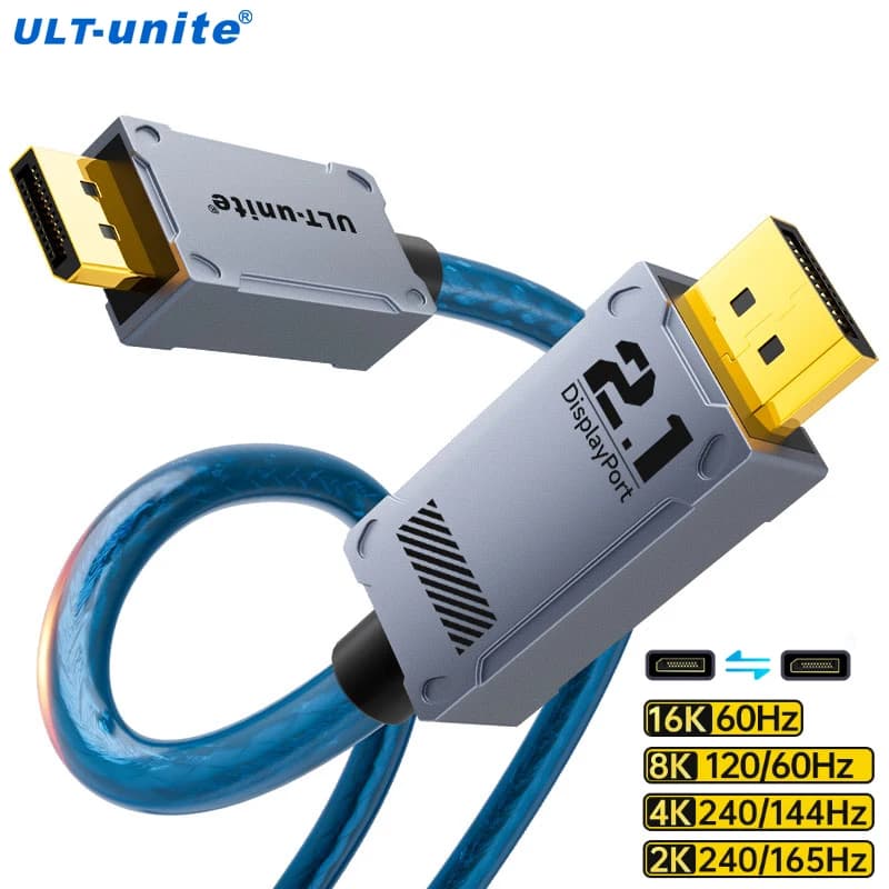 Cable Displayport 16K Cable DP 2.1 8K@120Hz,4K@240Hz 165Hz 144Hz 80Gbps,HDCP DSC 1.2a,HDR10 FreeSync G-Sync for TV Monitor Laptop
