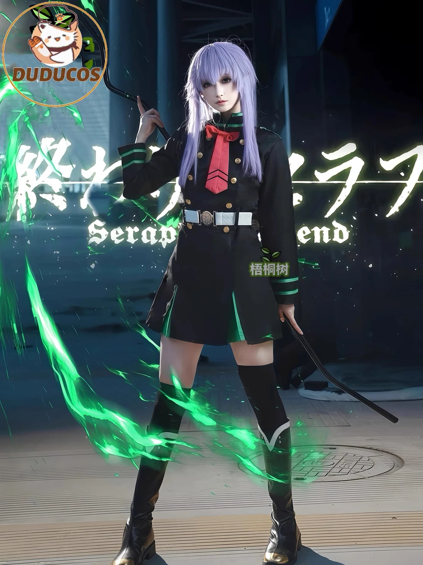 Anime Seraph of The End Shinoa Hiiragi Costume Cosplay Owari No Seraph Uniforme Militare Parrucca Donna Carnevale Vestito di Halloween