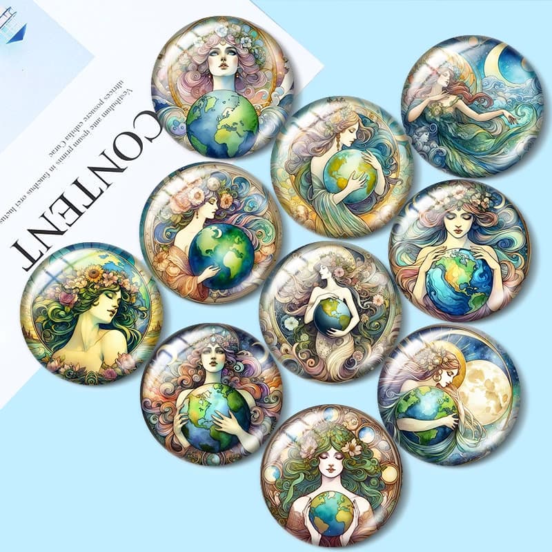 Nuovi cabochon in vetro Mother Earth da 12/18/20/25mm per bracciali, ciondoli, anelli, orecchini e componenti per la creazione di gioielli