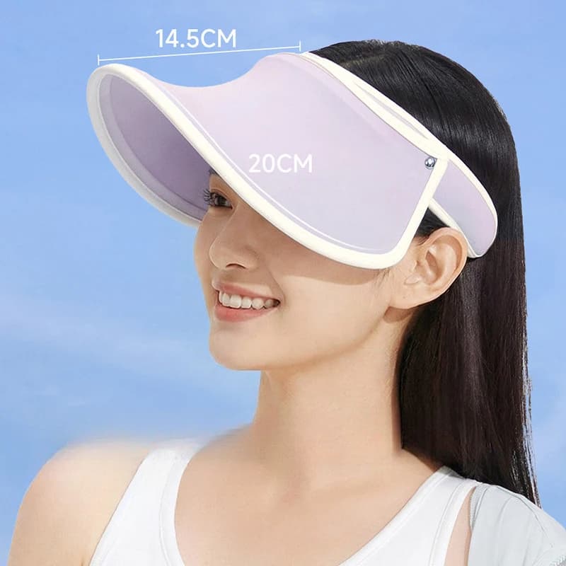 U-Shape Adjustable Hollow Sun Hat for Women - 14.5cm Wide Brim Visor Cap, UPF50+ Summer Beach Hat with UV Protection
