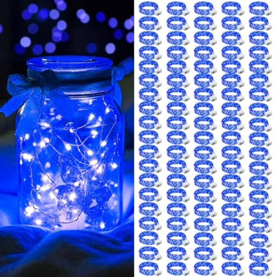 Confezione da 100 luci LED a batteria, mini luci a stringa, 3 modalità di illuminazione, impermeabili, 7 piedi, 20 LED, luci a forma di stella/luci di luna.