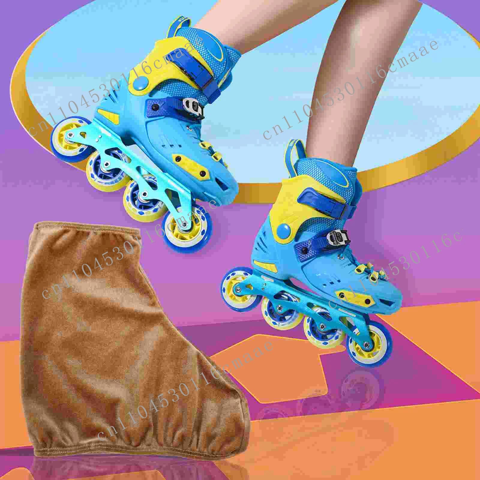 NUOVE coperture per pattini Copristivali protettivi elastici per scarpe da pattinaggio su ghiaccio Protezione marrone chiaro Accessori per hockey a rotelle