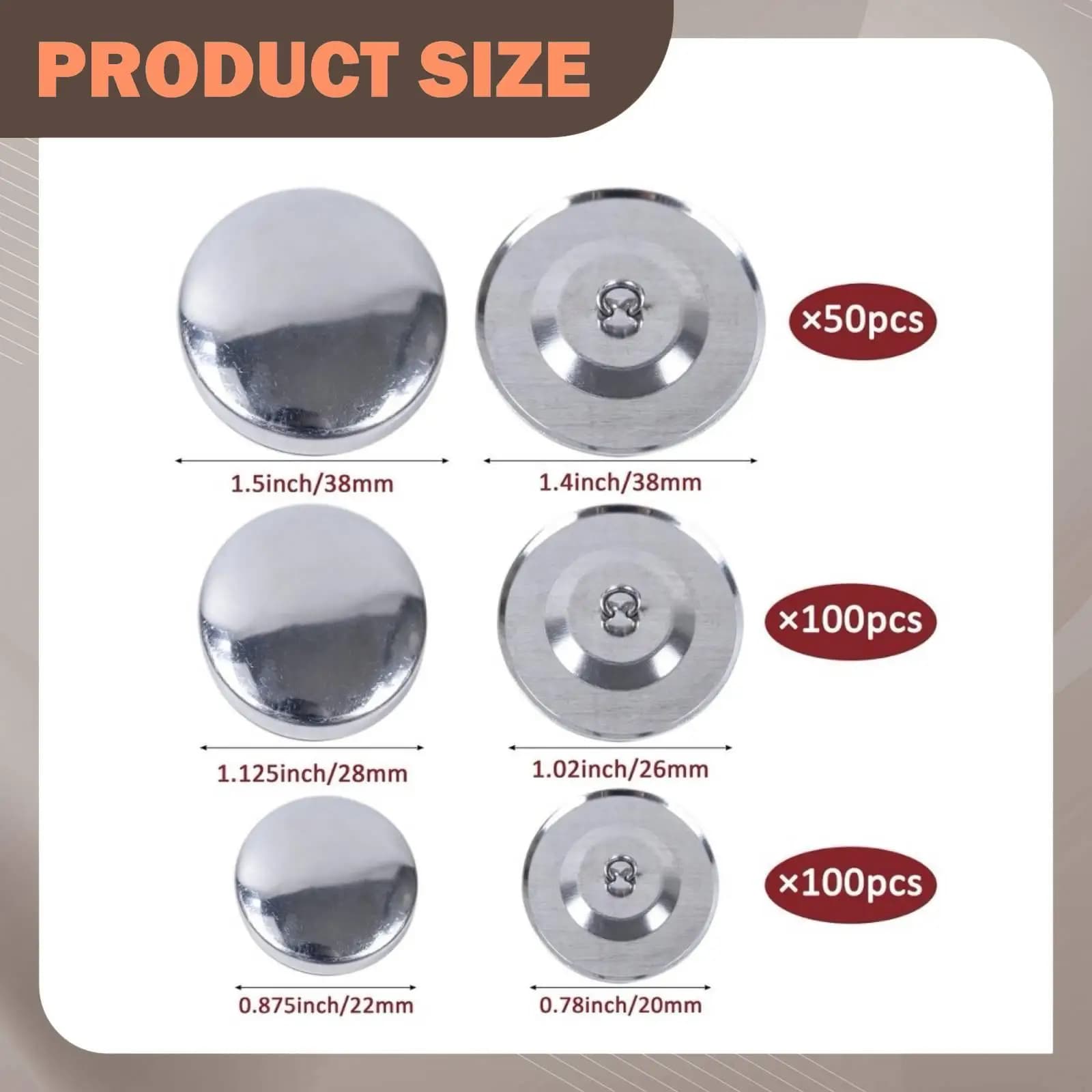 Cover Buttons Kit Crafts Round DIY Easy to Use Buttons with Tools Aluminum for Garment Clothes Coats Shirts Bags Embellishments