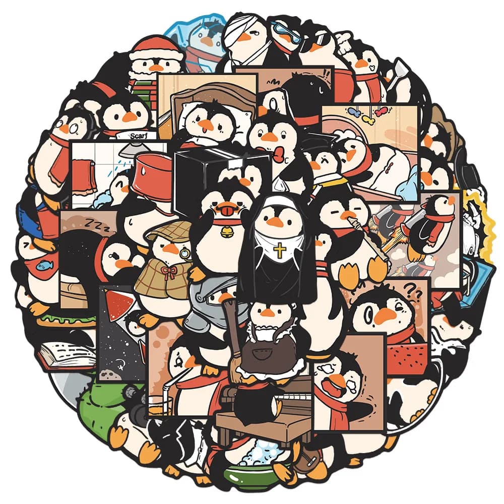 50 stickers with penguins for laptop, books, phone cases, isolated cups, waterproof decorative stickers, birthday gifts