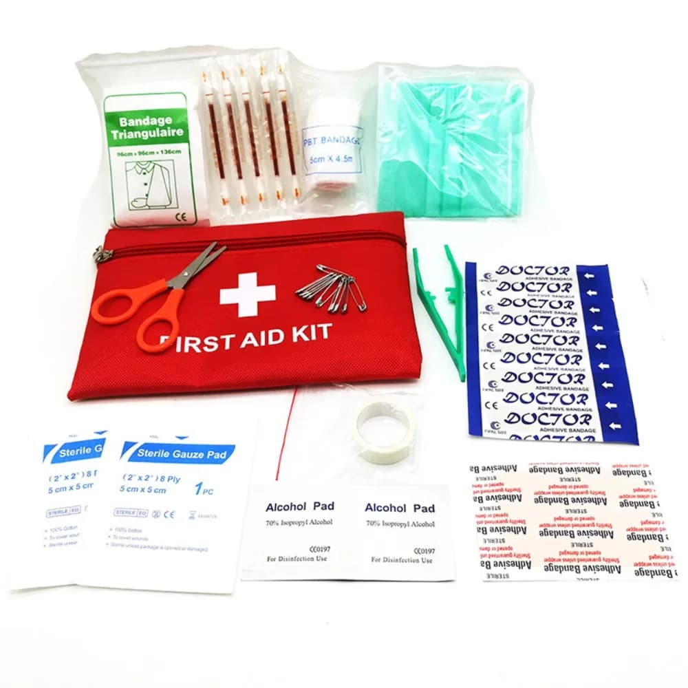 13-Piece Portable First Aid Kit, All-Purpose Emergency Trauma Kit with Wound Care Supplies for Home Travel Outdoor Survival