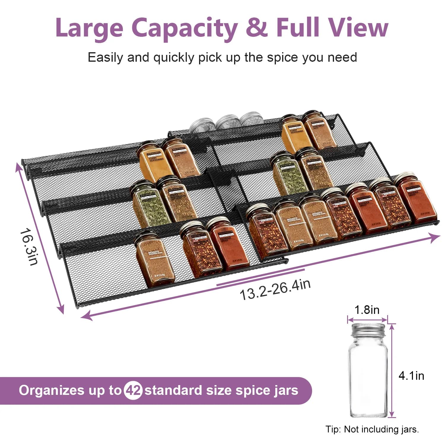 4 Layer Spice Drawer Skewer Organizer Adjustable Spice Jar Drawer Tray Expandable Kitchen Dressing Cabinet