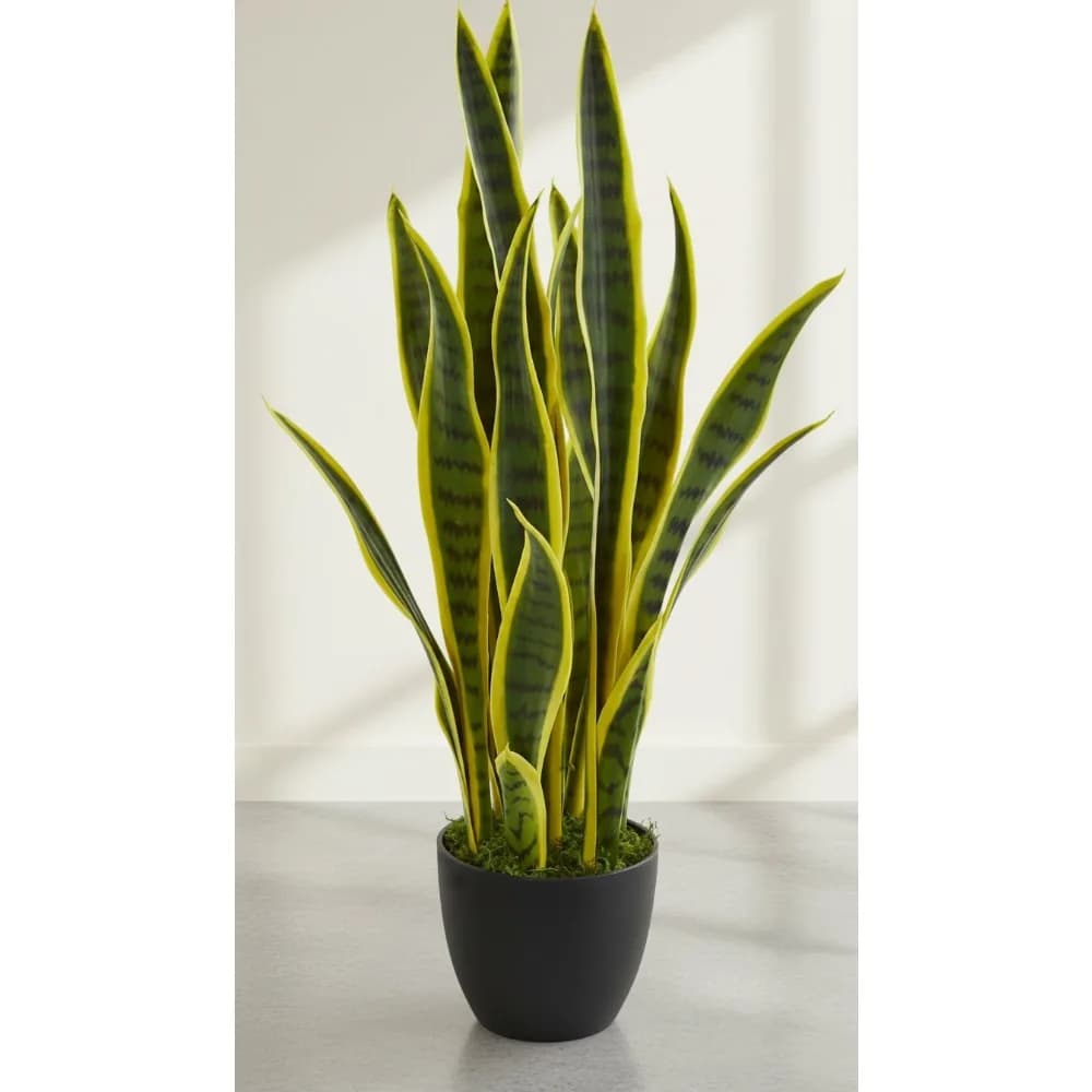 26 Inch Artificial Silk Snake Plant, Green Fake Sanseviry for Home Decoration, Indoor Office Plants