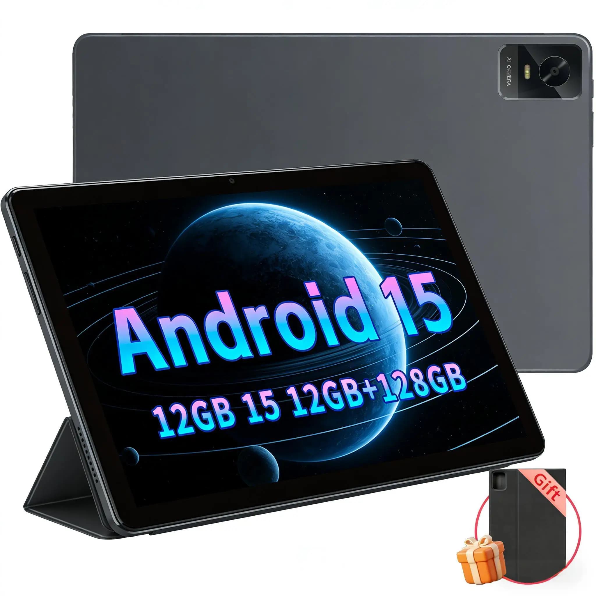 Tablet Paitanry 10.1 Pollici Android 15, 12GB RAM+128GB ROM, 6000mAh, Doppia Fotocamera 5MP+13MP, WiFi 6 2.4G/5G, BT5.0, con Custodia Gratuita