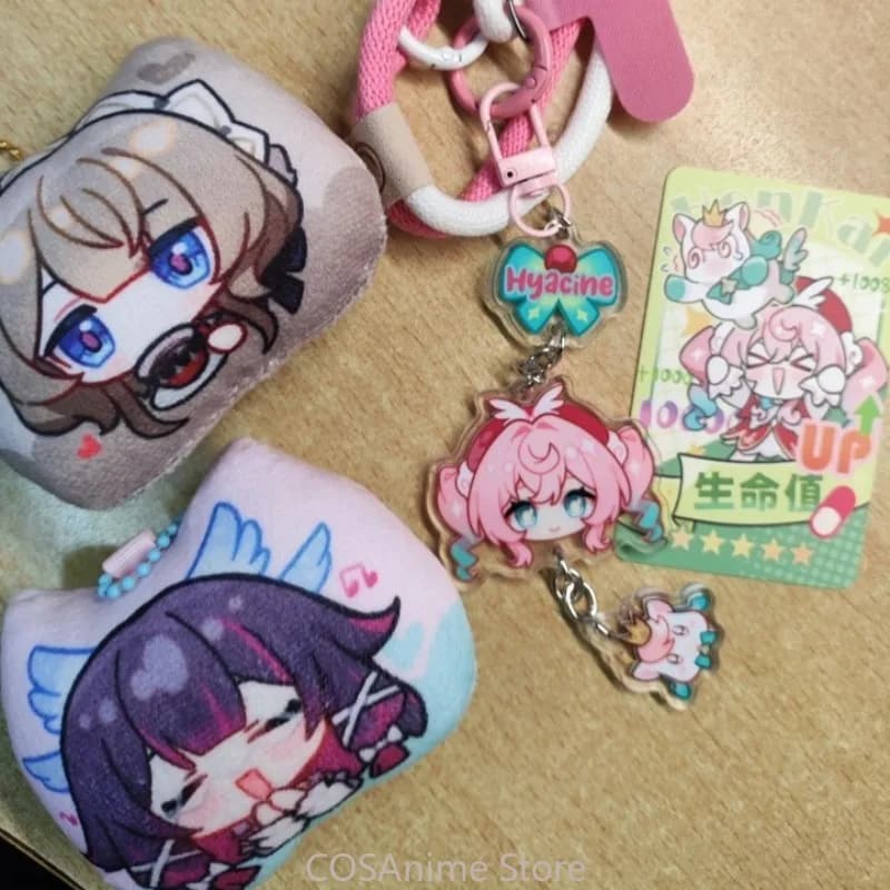 Honkai: Star Rail Sparkle March 7th Hyacine Robin Firefly Cosplay Cordino Intrecciato per Cellulare con Anello e Catenella