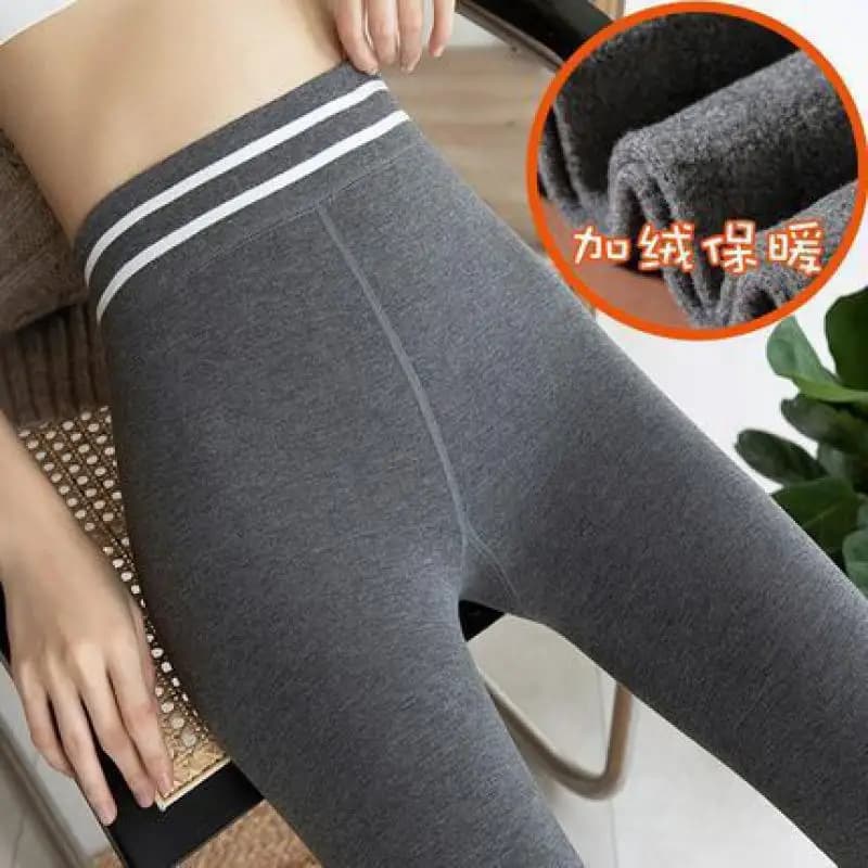 Pantaloni attillati per ragazza grigia Autunno Inverno New Hip foderati in pile addensato giapponese coreano moda leggings a vita alta Yoga esterno donna