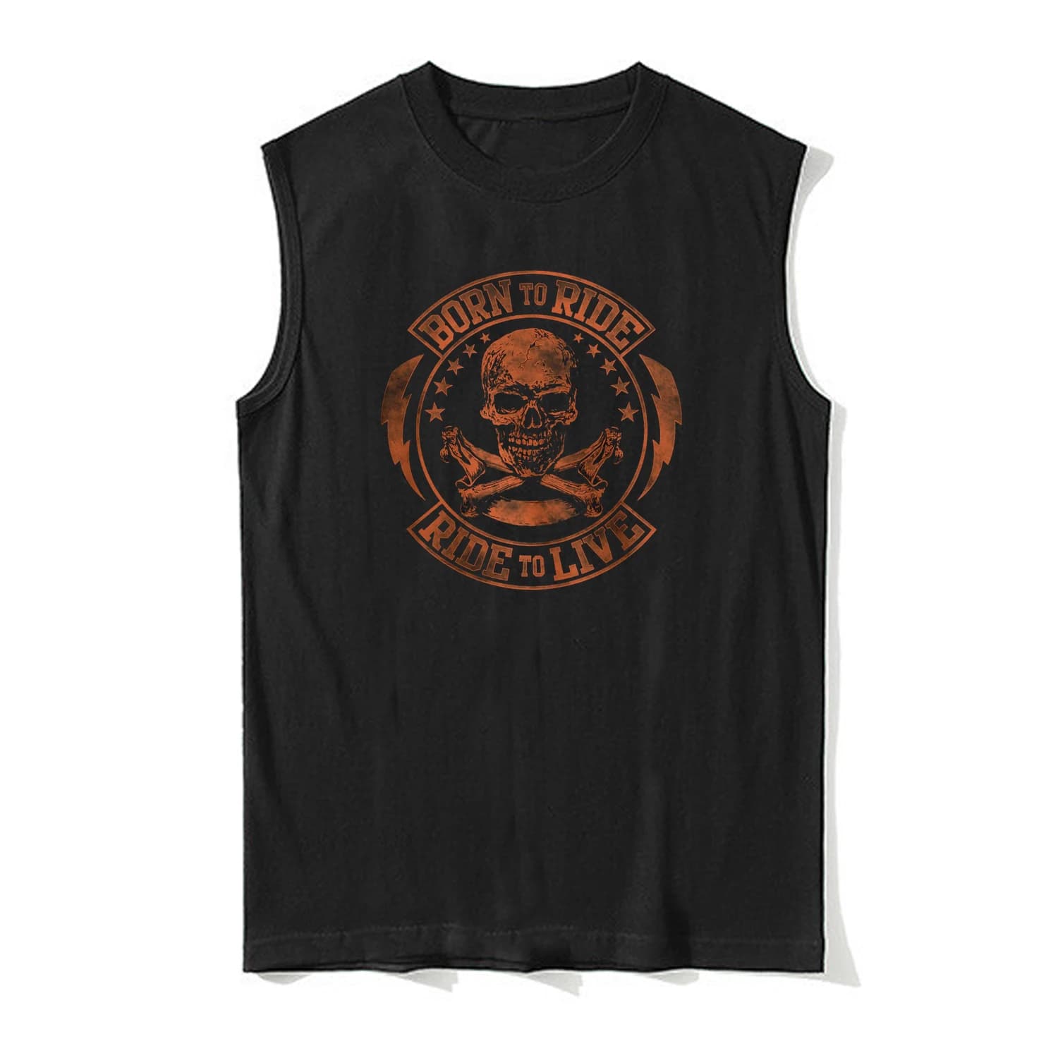 T-shirt senza maniche da uomo Born to Ride Skull Moto Tattoo Rocker Biker Canotta 100% cotone O-Collo Gilet casual Streetwear