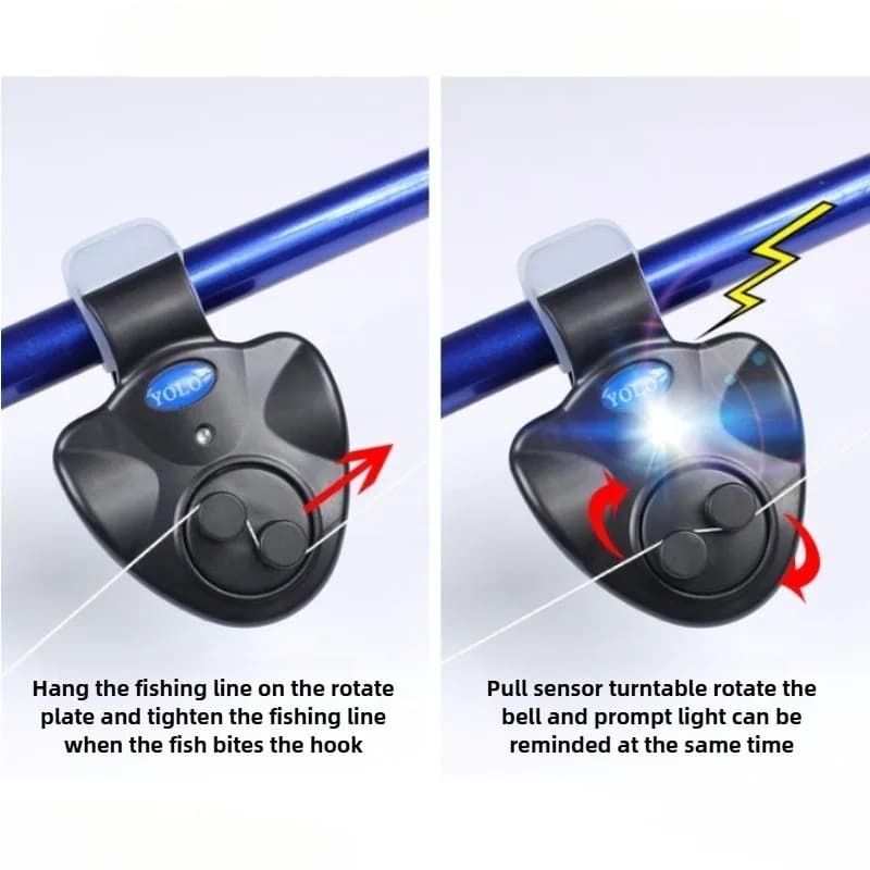 Electronic alarm for fishing bite with strong siren Camping equipment Silk for rod Night day indicator Battery included