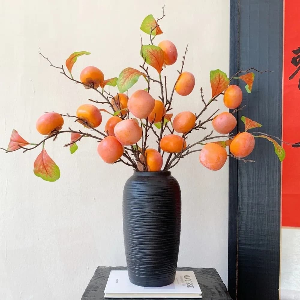 Artificial Cake Copper with 3/5/7 Flowers, Realistic and Handmade, Elegant Fin Plant in Foam