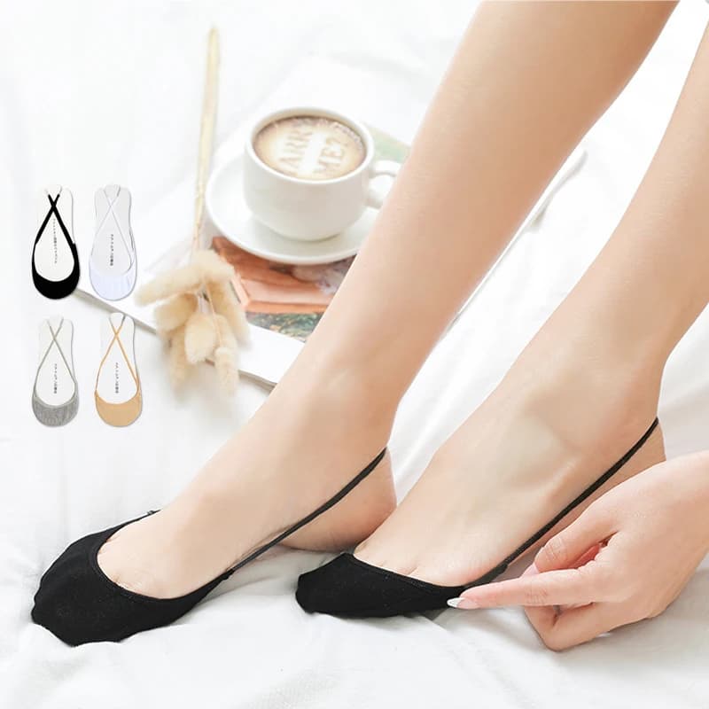 1 paio di calzini da barca invisibili ultrasottili da donna calzini antiscivolo estivi per scarpe con tacco alto calzino con bretelle a mezza palma in seta di ghiaccio