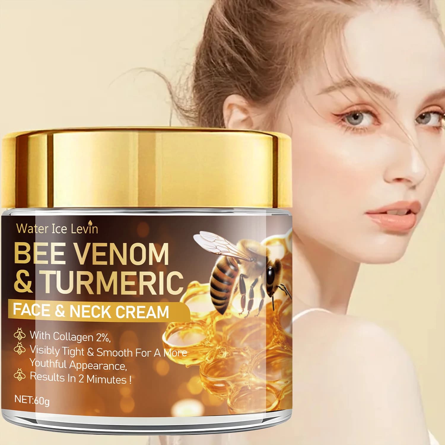 Bee Venom Instant Facial Lifting Cream Firms and Lifts Loose Skin, Smoothes Skin | Alcohol-Free, Containing Hyaluronic Acid, Suitable for All Skin Types