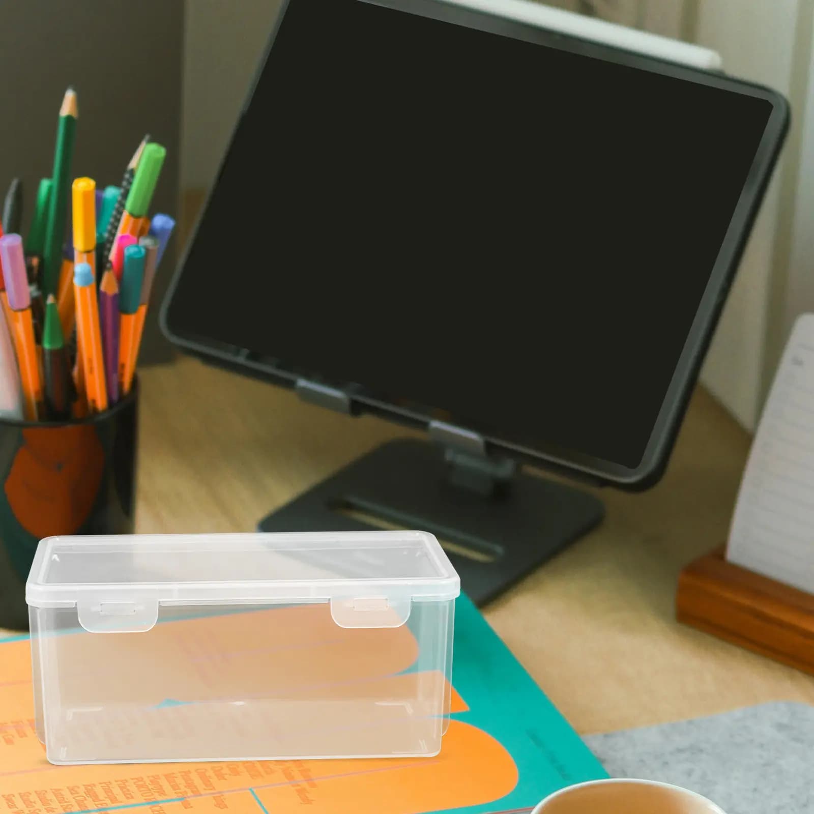 3Pcs Transparent Plastic Storage Box Set with Snap-Tight Lid Clear Pencil Box for Adults Large Capacity Craft Office School