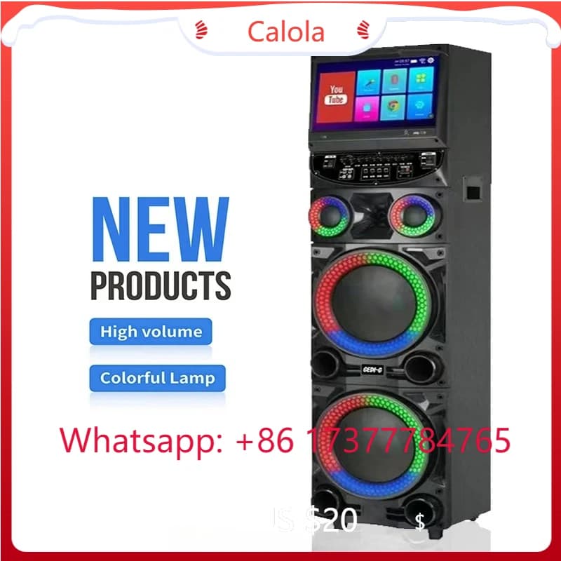 Macchina per Karaoke Portatile con Touchscreen da 15,4 Pollici GD-1415, Doppi Altoparlanti Bluetooth da 12 Pollici, Sistema Audio Intelligente