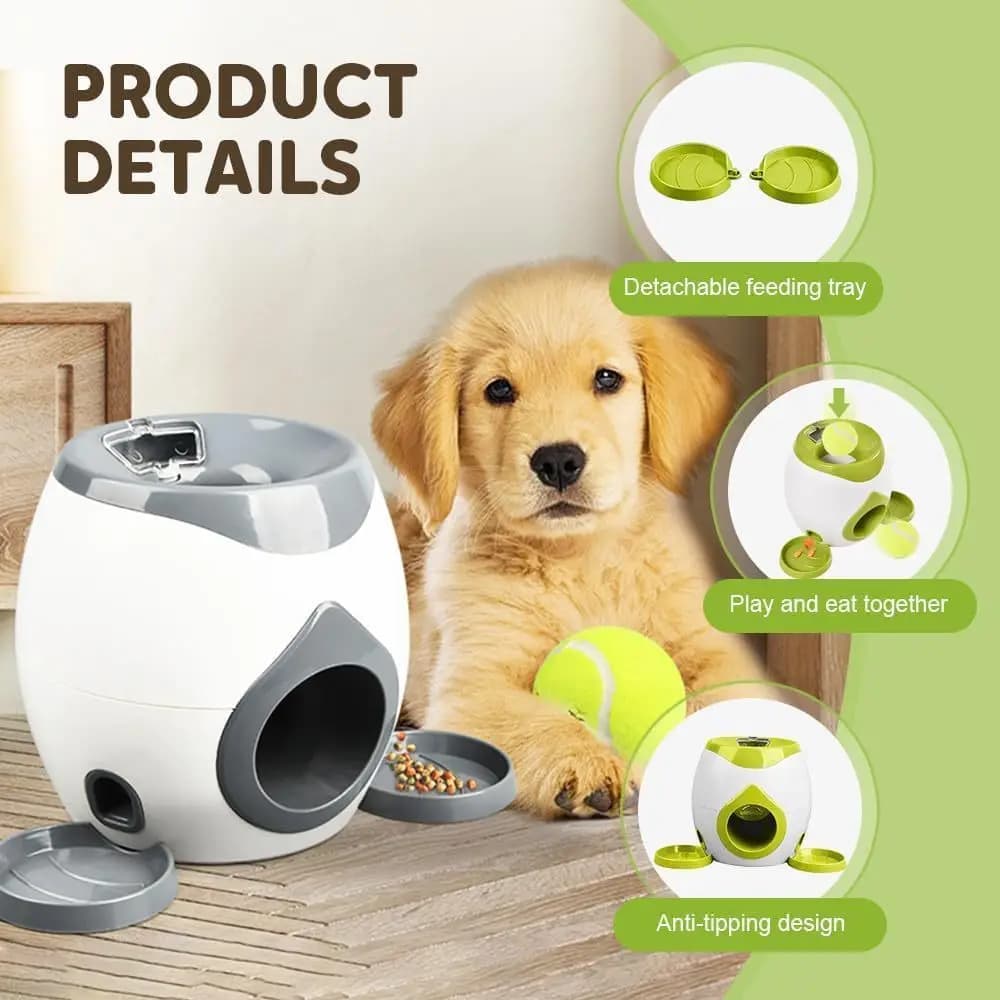 Distributore di Cibo Interattivo per Cani a Forma di Palla da Tennis, Giocattolo Intelligente per Addestramento e Divertimento