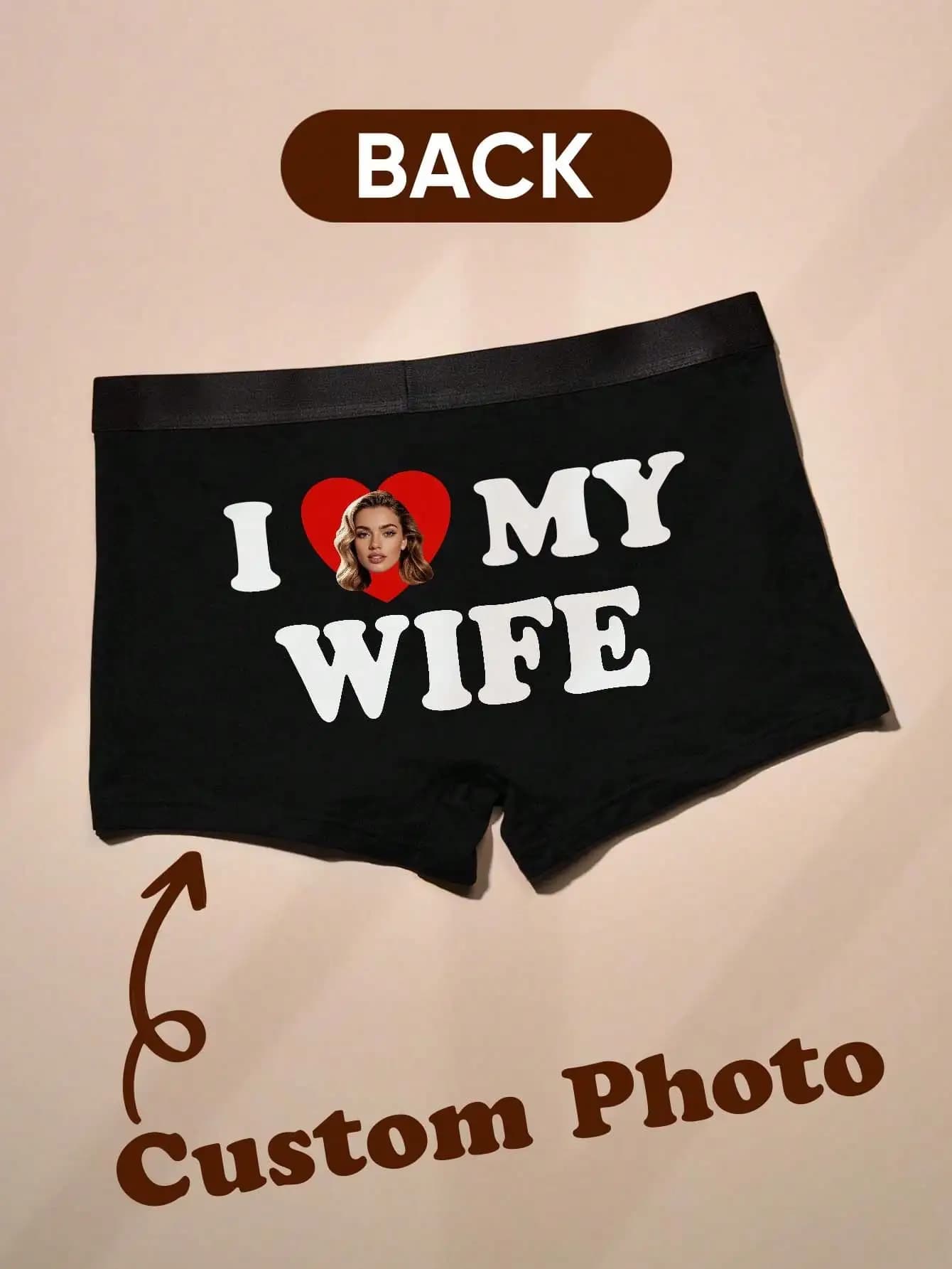 Boxer Personalizzati con Foto per Uomo, Slip in Cotone con Immagine sul Retro, Regalo per Marito, Fidanzato, Compleanno, San Valentino