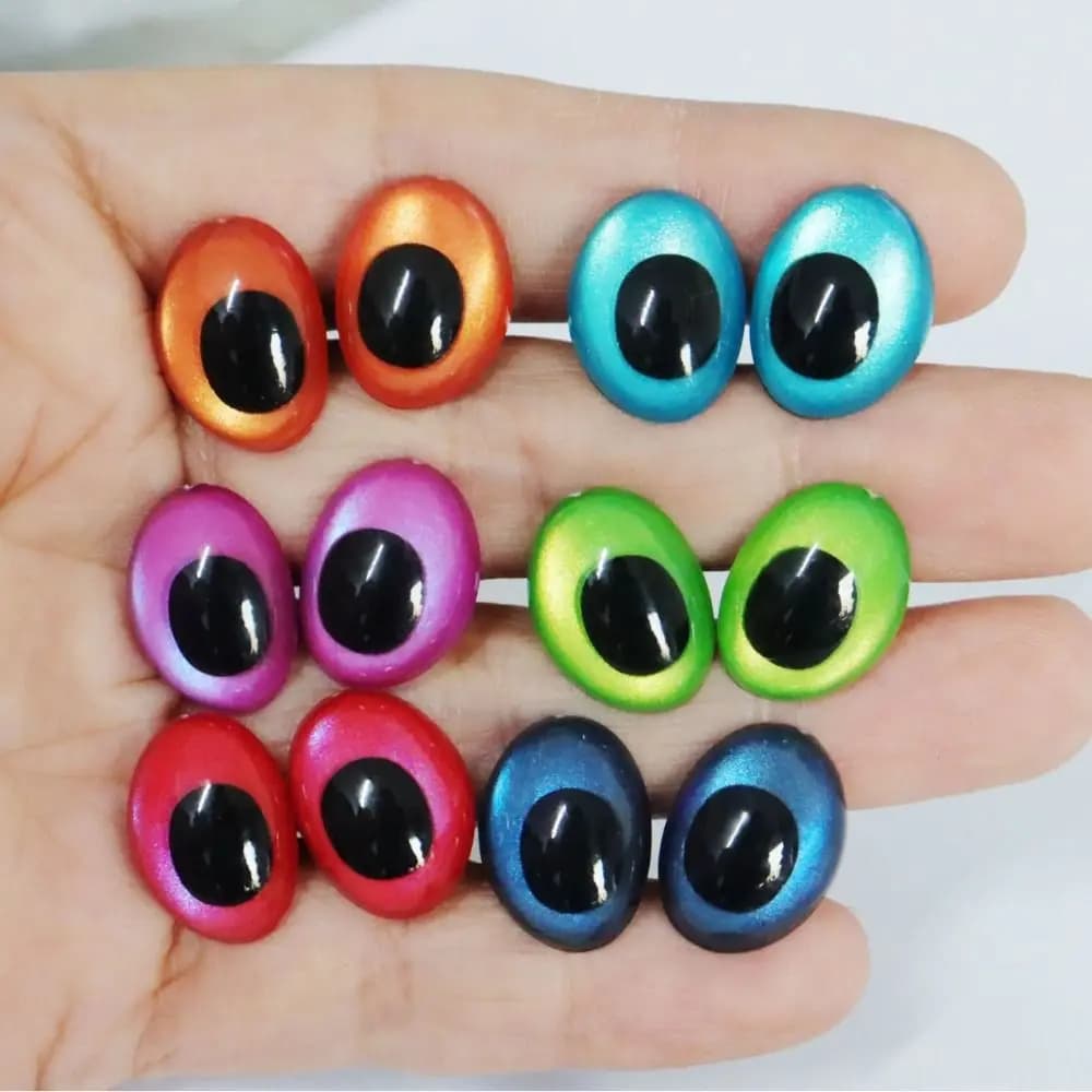 20 Pezzi (10 Paia) Occhi di Sicurezza Colorati a Forma Ovale, Occhi Rotondi per Animali, Occhi 3D per Bambole, Accessori per Creazione di Giocattoli Amigurumi