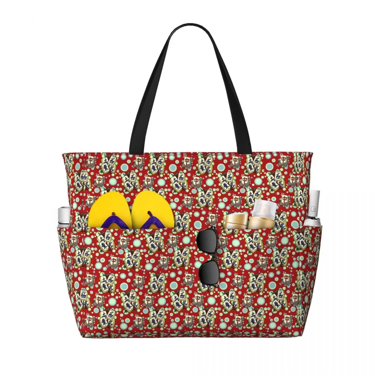 Mah Jongg Modello Mahjong Piastrelle Borsa da spiaggia Tote Bag Sport Palestra Yoga Borsone Borsa grande da donna Borsa da viaggio Borsa da fitness