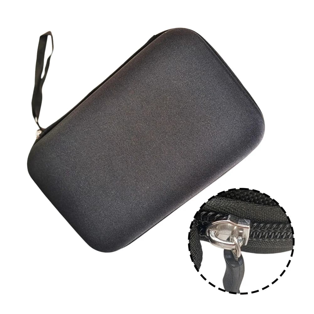 Table Tennis Paddle Bag Hard Shell EVA Oxford Cloth 30x20x6cm Dustproof Scratch Resistant Holds 2 Rackets 6 Balls Black